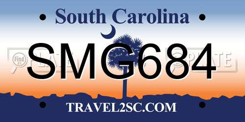 SMG684 South Carolina License Plate