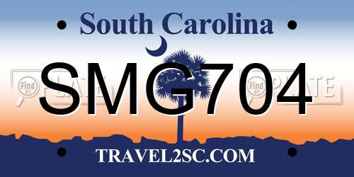 SMG704 South Carolina License Plate