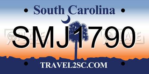 SMJ1790 South Carolina License Plate