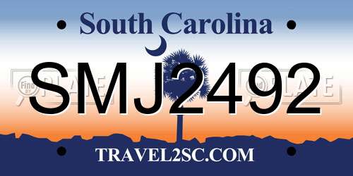 SMJ2492 South Carolina License Plate