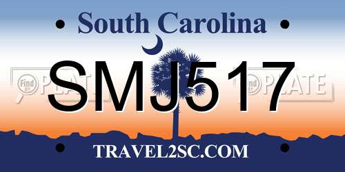 SMJ517 South Carolina License Plate