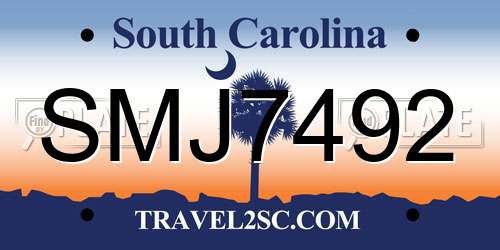 SMJ7492 South Carolina License Plate