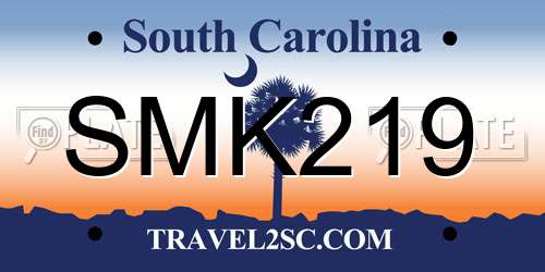 SMK219 South Carolina License Plate