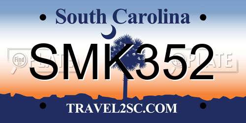 SMK352 South Carolina License Plate