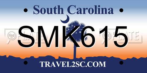 SMK615 South Carolina License Plate