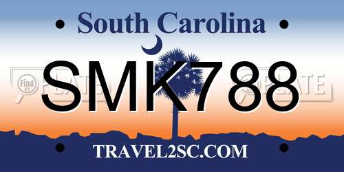 SMK788 South Carolina License Plate