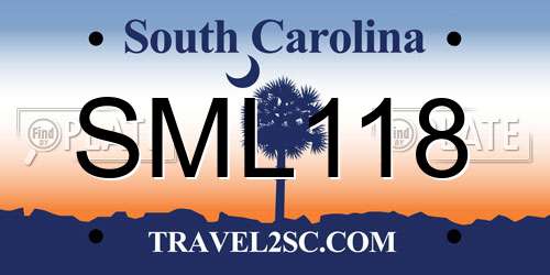SML118 South Carolina License Plate