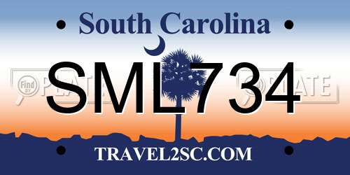 SML734 South Carolina License Plate