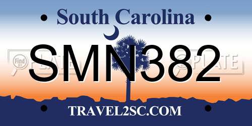 SMN382 South Carolina License Plate