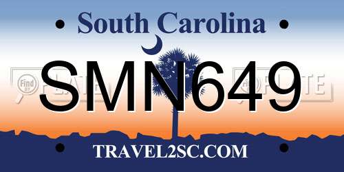 SMN649 South Carolina License Plate