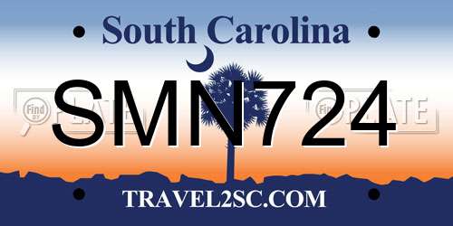 SMN724 South Carolina License Plate