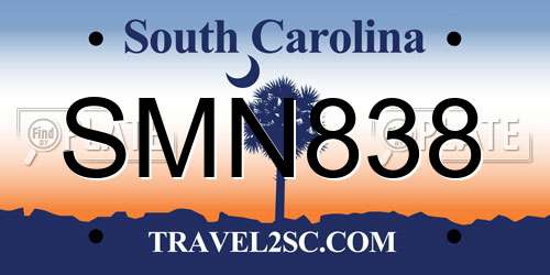 SMN838 South Carolina License Plate
