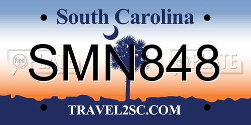 SMN848 South Carolina License Plate