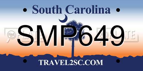 SMP649 South Carolina License Plate