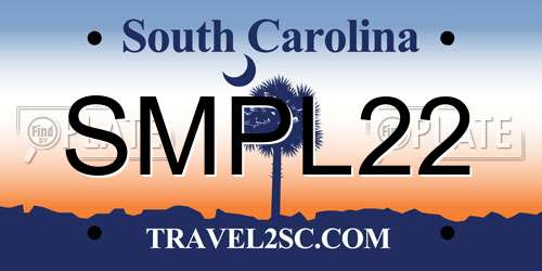 SMPL22 South Carolina License Plate