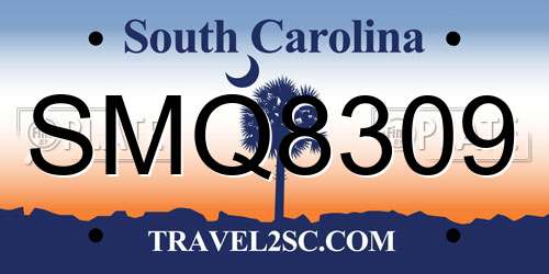 SMQ8309 South Carolina License Plate
