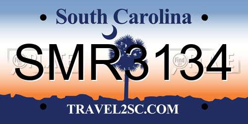 SMR3134 South Carolina License Plate