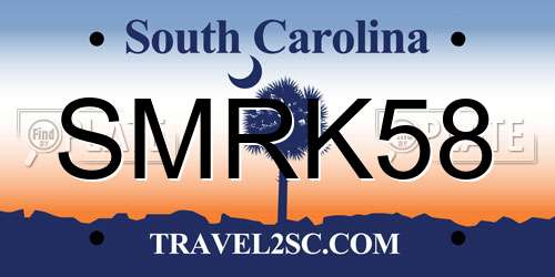 SMRK58 South Carolina License Plate