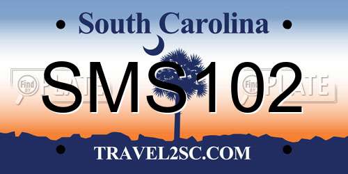 SMS102 South Carolina License Plate