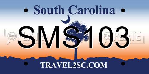 SMS103 South Carolina License Plate