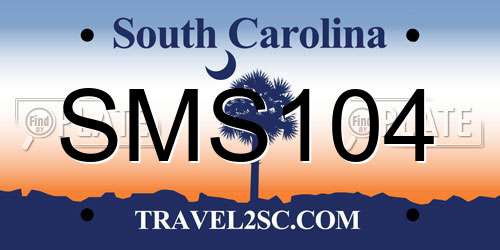 SMS104 South Carolina License Plate