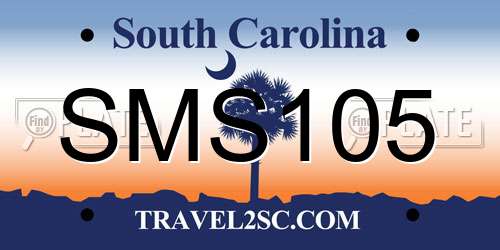 SMS105 South Carolina License Plate