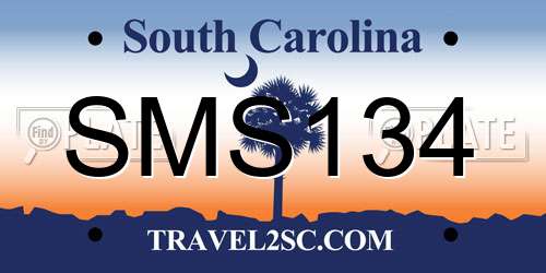 SMS134 South Carolina License Plate