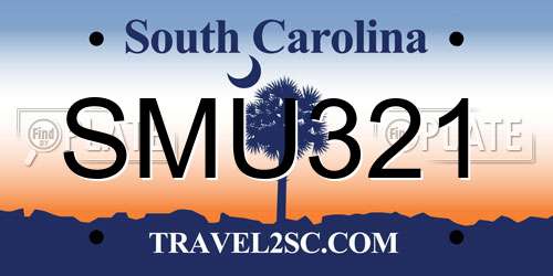 SMU321 South Carolina License Plate