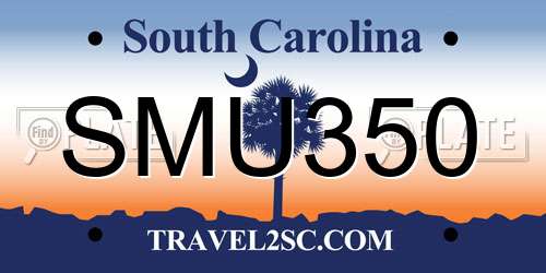 SMU350 South Carolina License Plate