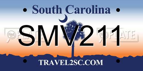 SMV211 South Carolina License Plate