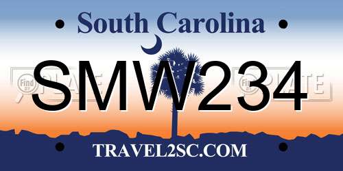 SMW234 South Carolina License Plate