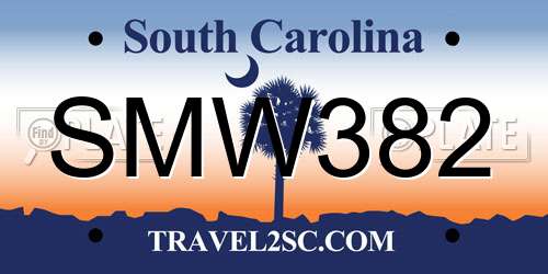 SMW382 South Carolina License Plate