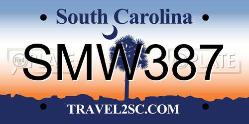 SMW387 South Carolina License Plate