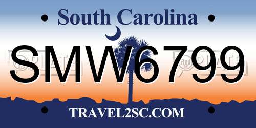 SMW6799 South Carolina License Plate