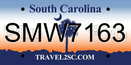 SMW7163 South Carolina License Plate