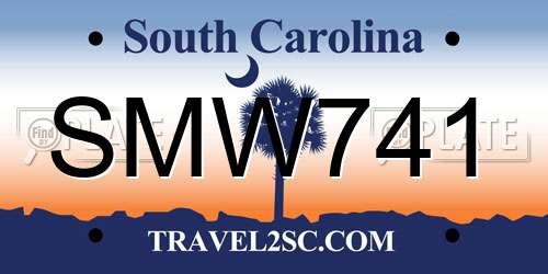 SMW741 South Carolina License Plate