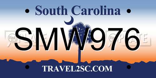 SMW976 South Carolina License Plate