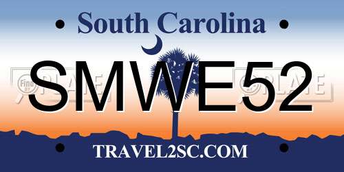 SMWE52 South Carolina License Plate