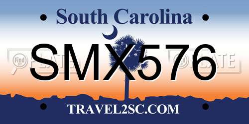 SMX576 South Carolina License Plate