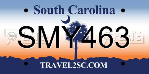 SMY463 South Carolina License Plate