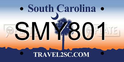 SMY801 South Carolina License Plate
