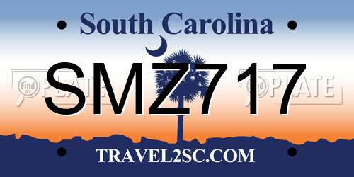 SMZ717 South Carolina License Plate
