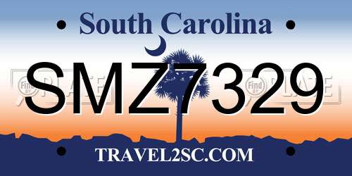 SMZ7329 South Carolina License Plate