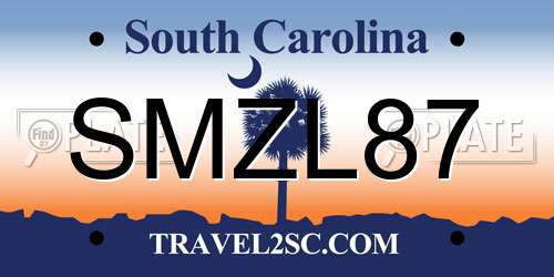 SMZL87 South Carolina License Plate