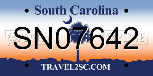 SN07642 South Carolina License Plate