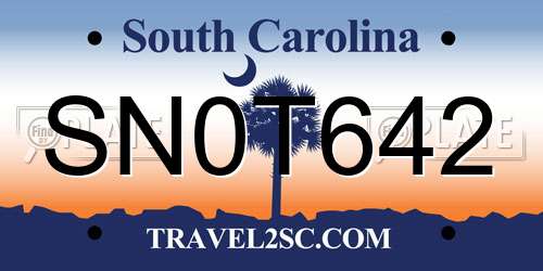 SN0T642 South Carolina License Plate