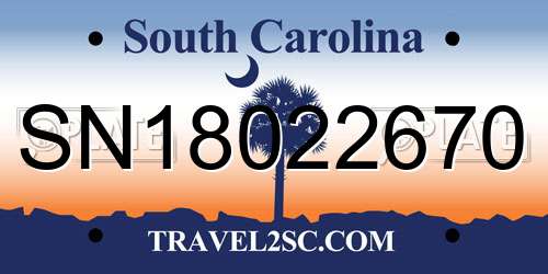 SN18022670 South Carolina License Plate