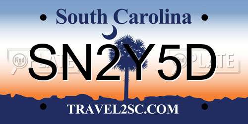 SN2Y5D South Carolina License Plate