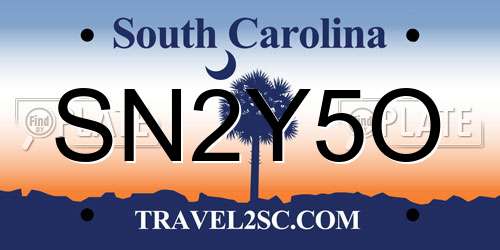 SN2Y5O South Carolina License Plate