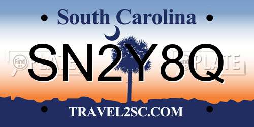 SN2Y8Q South Carolina License Plate